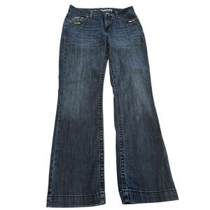 Cruel‎ Denim Hayley Flare Jeans Dark Wash Embellished Pockets Size 7S Boho